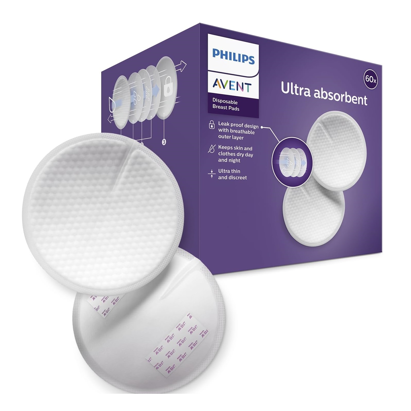 SCF254-60-Cover پد سینه یکبار مصرف ۶۰ عددی فیلیپس اونت PHILIPS AVENT - Image 1