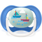 پستانک طرح قایق آبی سفید