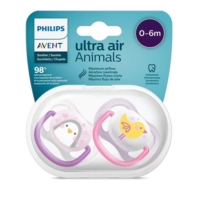پستانک ارتودنسی ۰ تا ۶ ماه دوتایی فیلیپس اونت PHILIPS AVENT سری UltraAir مدل SCF080/06 1