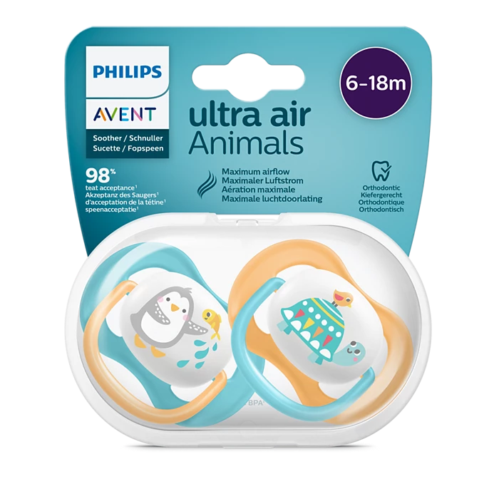 پستانک ارتودنسی ۶ تا ۱۸ ماه دوتایی فیلیپس اونت PHILIPS AVENT سری UltraAir مدل SCF080/07 1
