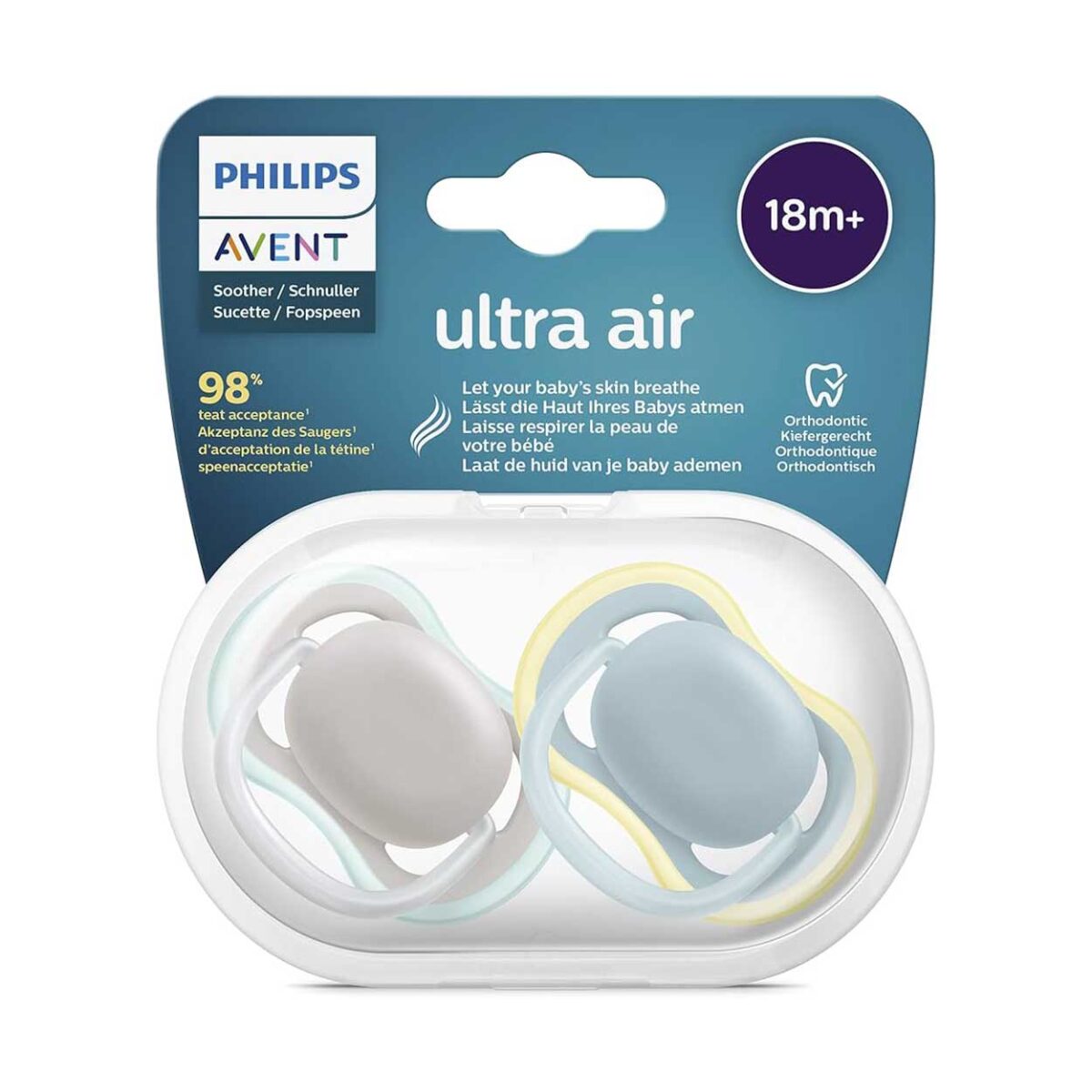 پستانک ارتودنسی بالای ۱۸ ماه دوتایی دوتایی فیلیپس اونت PHILIPS AVENT سری UltraAir مدل SCF349/01 2 پستانک ارتودنسی بالای ۱۸ ماه دوتایی دوتایی فیلیپس اونت PHILIPS AVENT سری UltraAir مدل SCF349/01 1