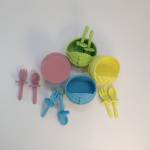 ست کاسه و قاشق و چنگال سیلیکونی مدل حلزون