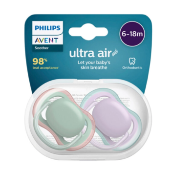 پستانک ارتودنسی ۶ تا ۱۸ ماه دوتایی فیلیپس اونت PHILIPS AVENT سری UltraAir مدل SCF085/16 -1