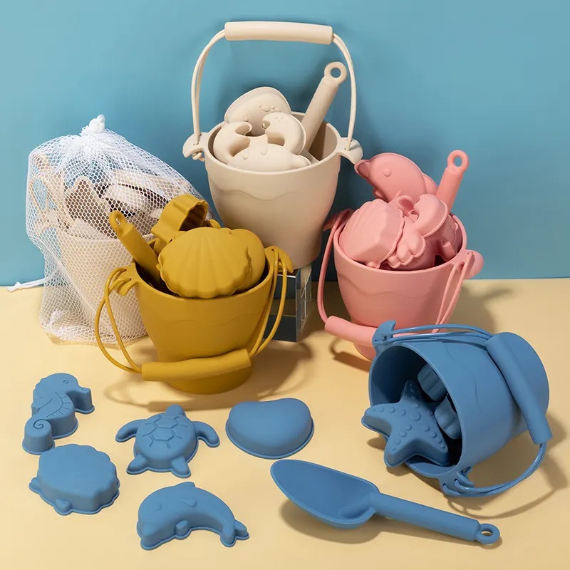 Soft Silicone Beach Summer baby لوازم شن بازی سیلیکونی کودک ۸ تکه مدل AST806 - Image 1