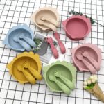 ست ظروف غذای کودک سیلیکونی دایناسور کاسه