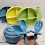 ست ظروف غذای تمام سیلیکونی مدل حلزون ast890 قاشق و چنگال