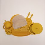 ست ظروف کودک سیلیکونی آسمان خردلی