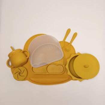 ست ظروف کودک سیلیکونی آسمان خردلی