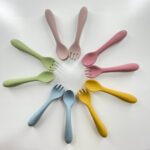 قاشق و چنگال سیلیکونی مدل رنگین کمان بدون محفظه