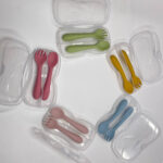 قاشق و چنگال سیلیکونی مدل رنگین کمان