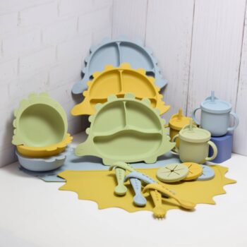 ست ظروف کودک سیلیکونی دایناسور ۷ تکه کاور