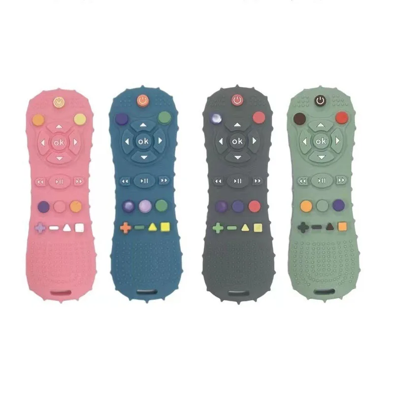 1Pcs-Baby-Teether-TV-Remote-Control-Shape-Silicone-Teether-for-Rodent-Gum-Pain-Teething-Toy-Kids.jpg_ عکس کاور دندانی طرح کنترل