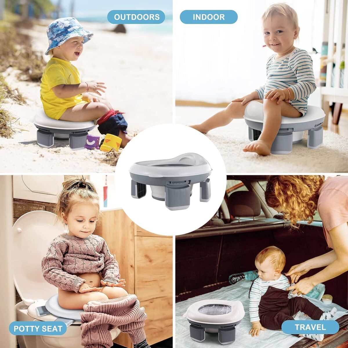 توالت سفری کودک مدل دوکاره ZH-8802 - طوسی 1