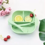 بشقاب تقسیم‌شده سیلیکونی درپوش‌دار کودک مدل ASE820 - Image 5