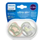 پستانک ارتودنسی ۶ تا ۱۸ ماه دوتایی فیلیپس اونت PHILIPS AVENT سری UltraAir مدل SCF085/40-1