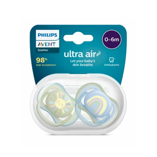 پستانک ارتودنسی ۰تا۶ ماه دوتایی فیلیپس اونت PHILIPS AVENT سری UltraAir مدل SCF085/30-2 2 پستانک ارتودنسی ۰تا۶ ماه دوتایی فیلیپس اونت PHILIPS AVENT سری UltraAir مدل SCF085/30-2 1
