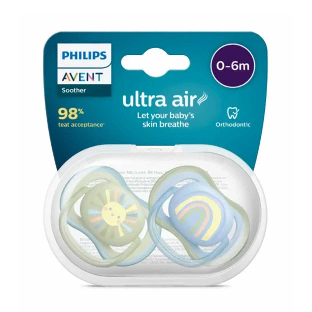 پستانک التراایر 085/30/2 پستانک ارتودنسی ۰تا۶ ماه دوتایی فیلیپس اونت PHILIPS AVENT سری UltraAir مدل SCF085/30-2