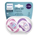 پستانک ارتودنسی ۶ تا ۱۸ ماه دوتایی فیلیپس اونت PHILIPS AVENT سری UltraAir مدل SCF080/04