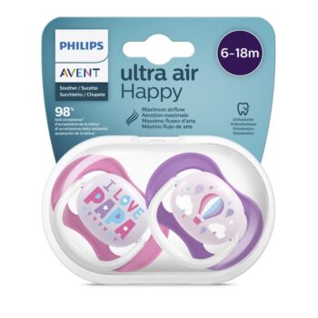 پستانک ارتودنسی ۶ تا ۱۸ ماه دوتایی فیلیپس اونت PHILIPS AVENT سری UltraAir مدل SCF080/04
