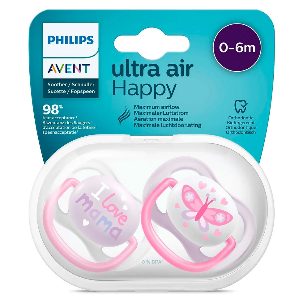 پستانک ارتودنسی ۰ تا ۶ ماه دوتایی فیلیپس اونت PHILIPS AVENT سری UltraAir مدل SCF080/02 1
