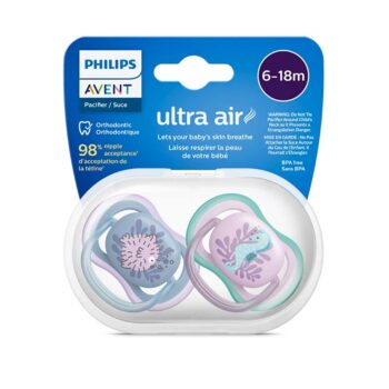 پستانک ارتودنسی ۶ تا ۱۸ ماه دوتایی فیلیپس اونت PHILIPS AVENT سری UltraAir مدل SCF085/40-2