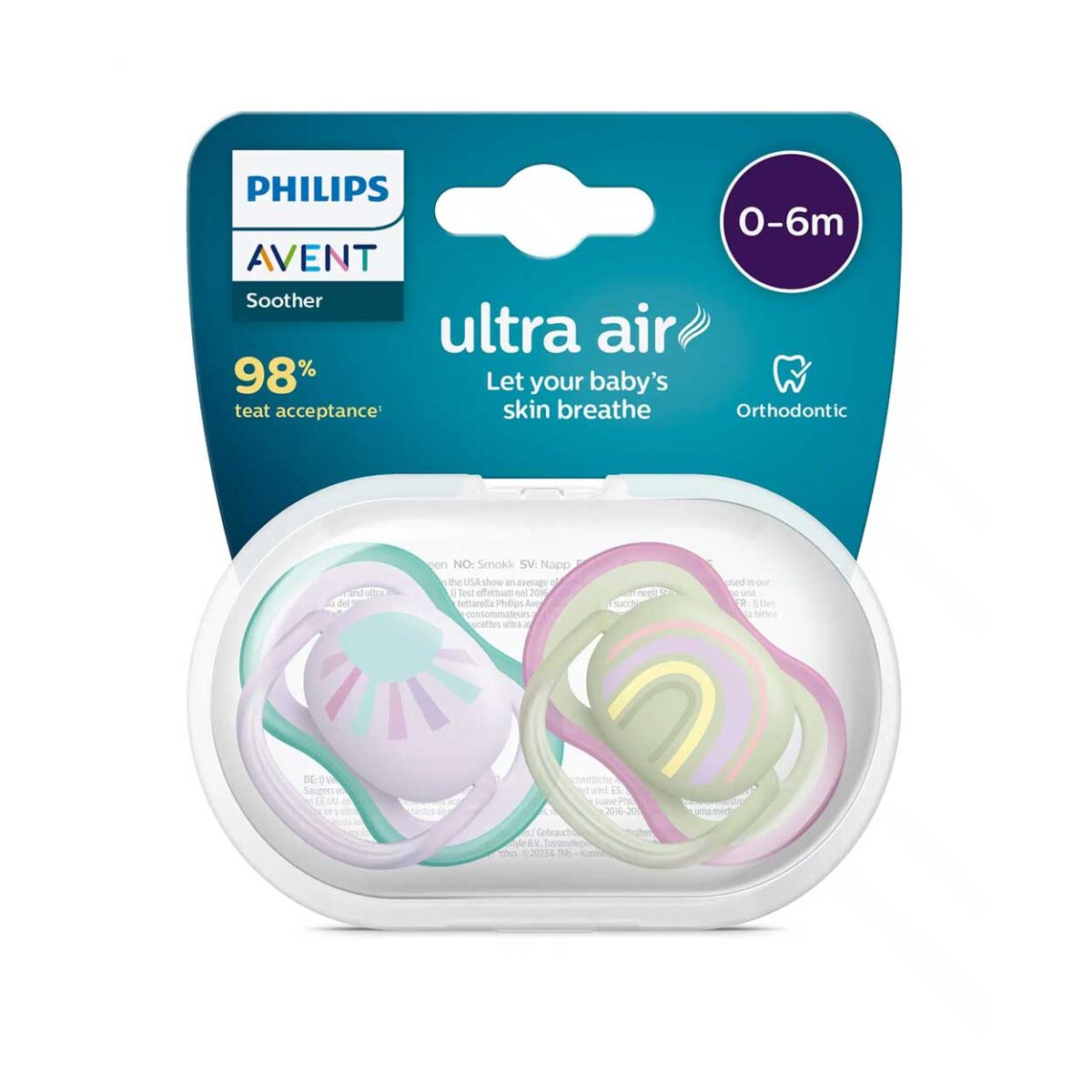 پستانک ارتودنسی ۰تا۶ ماه دوتایی فیلیپس اونت PHILIPS AVENT سری UltraAir مدل SCF085/30-1 2 پستانک ارتودنسی ۰تا۶ ماه دوتایی فیلیپس اونت PHILIPS AVENT سری UltraAir مدل SCF085/30-1 1