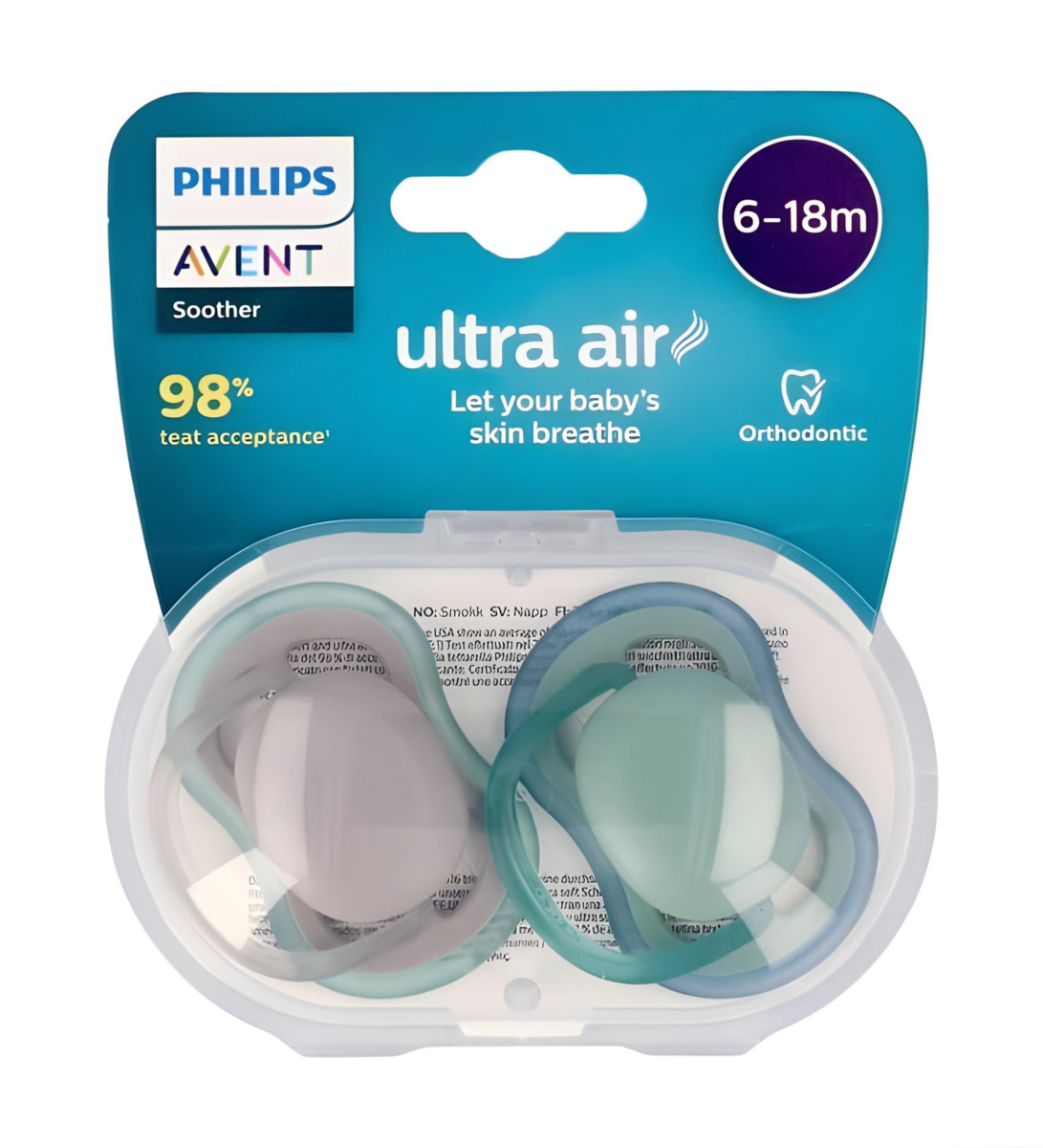 پستانک ارتودنسی ۶ تا ۱۸ ماه دوتایی فیلیپس اونت PHILIPS AVENT سری UltraAir مدل SCF085/16-2 1 پستانک ارتودنسی ۶ تا ۱۸ ماه دوتایی فیلیپس اونت PHILIPS AVENT سری UltraAir مدل SCF085/16-2