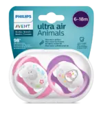پستانک ارتودنسی ۶ تا ۱۸ ماه دوتایی فیلیپس اونت PHILIPS AVENT سری UltraAir مدل SCF080/08