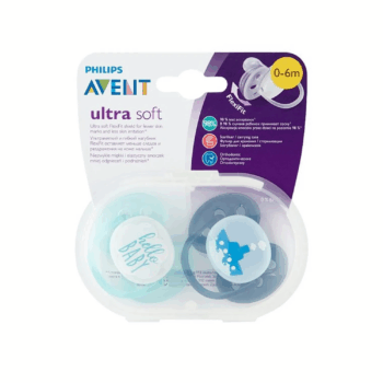 پستانک ارتودنسی ۰تا۶ ماه دوتایی فیلیپس اونت PHILIPS AVENT سری Ultrasoftمدل SCF222/01