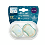 پستانک ارتودنسی شب‌تاب ۰ تا ۶ ماه دوتایی فیلیپس اونت PHILIPS AVENT سری UltraAir مدل SCF376/18