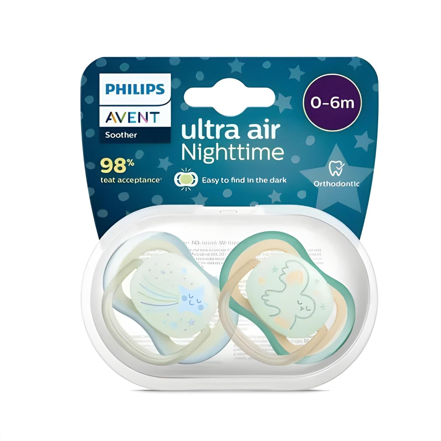 پستانک ارتودنسی شبتاب ۰ تا ۶ ماه دوتایی فیلیپس اونت PHILIPS AVENT سری UltraAir مدل SCF376/18 پستانک ارتودنسی شبتاب ۰ تا ۶ ماه دوتایی فیلیپس اونت PHILIPS AVENT سری UltraAir مدل SCF376/18